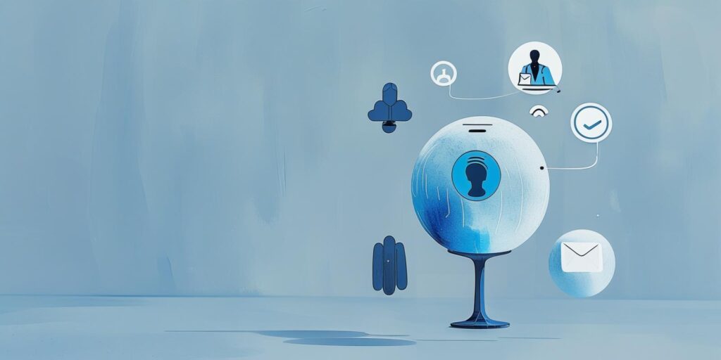 floating encrypted data bubbles around finance, healthcare, email icons highlighting risk of future decryption 