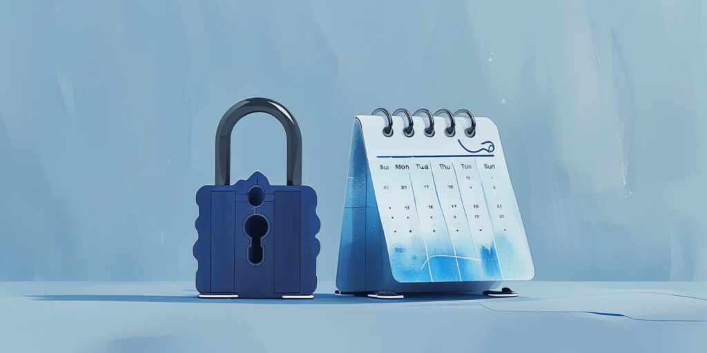 timeline showing cryptographic transition to post-quantum encryption key against blue circuitry background 